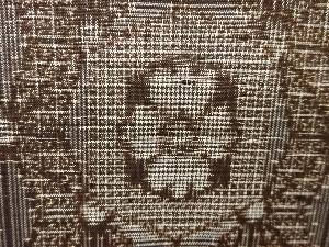 アンティーク　麻の葉に花模様織り出し本場泥大島紬着物